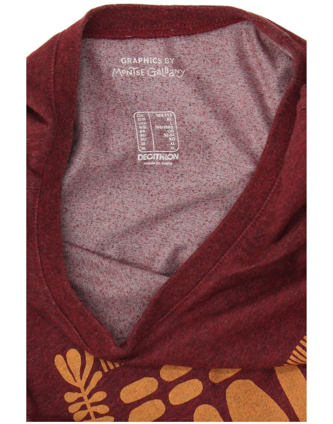 Męski T-shirt z grafiką Decathlon, duży, bordowy