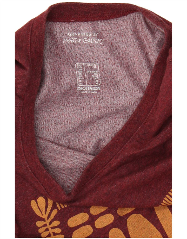 Męski T-shirt z grafiką Decathlon, duży, bordowy