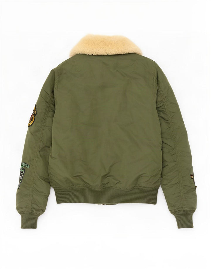 Damska kurtka bomber z grafiką Alpha Industries UK 6 XS, zielony nylon
