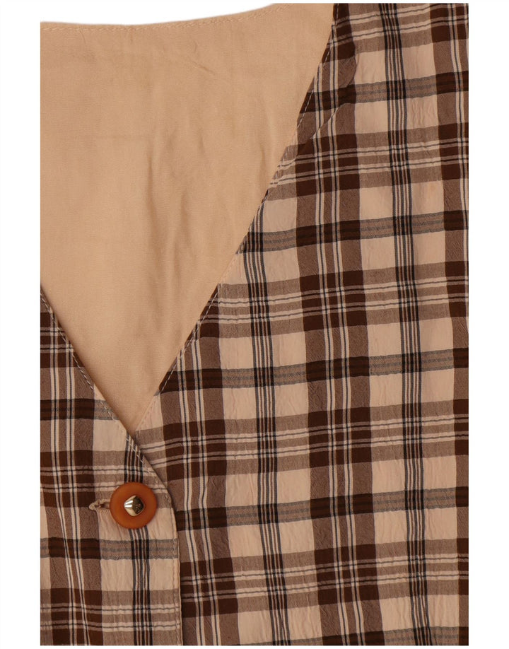 Kamizelka damska Vintage UK 12 w średnią beżową kratkę