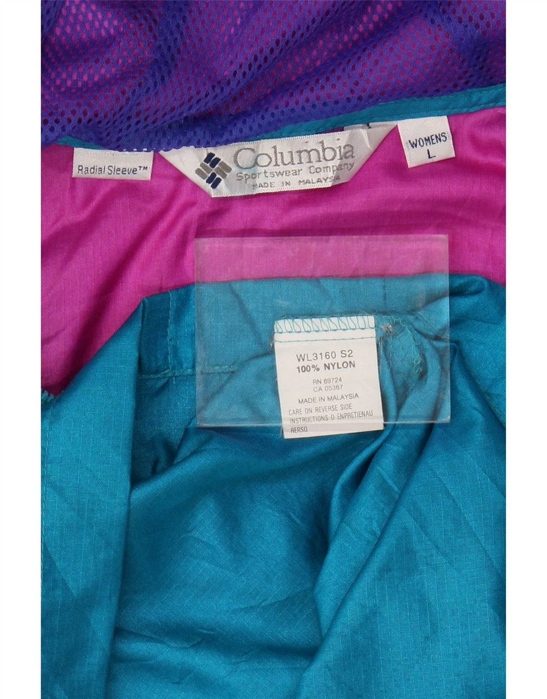 Damska kurtka typu oversize Anorak COLUMBIA UK 16, duży, turkusowy blok kolorów