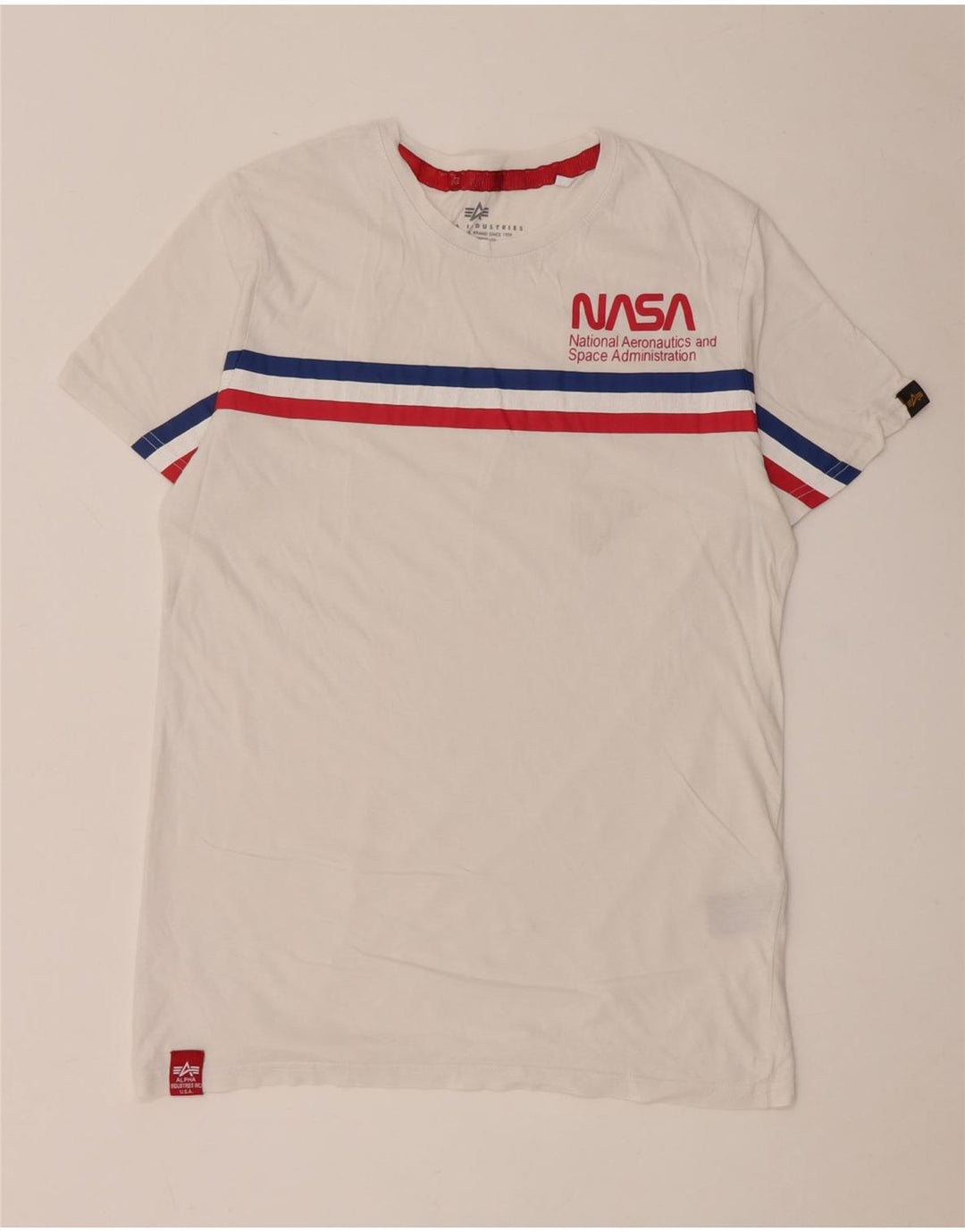 Męska koszulka z grafiką Alpha Industries, bawełniana w średnie białe paski