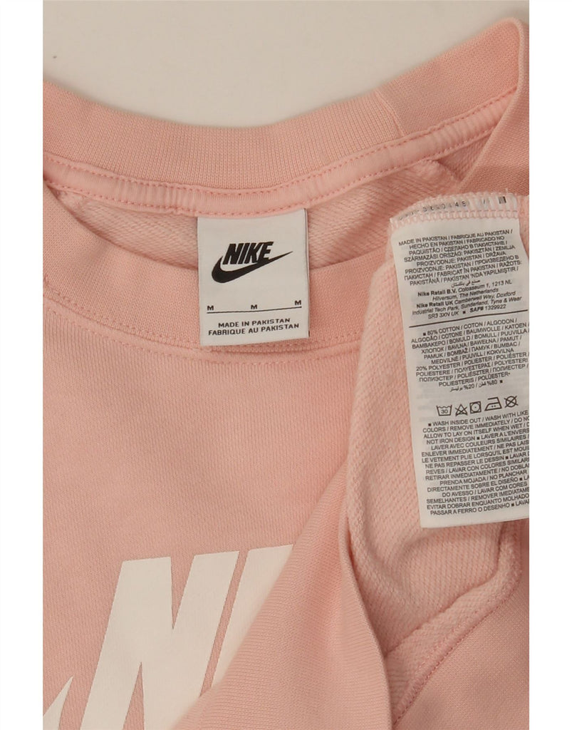 NIKE Womens Graphic Sweatshirt Jumper UK 14 Medium Pink Cotton Vintage Nike and Second-Hand Nike from Messina Hembry 