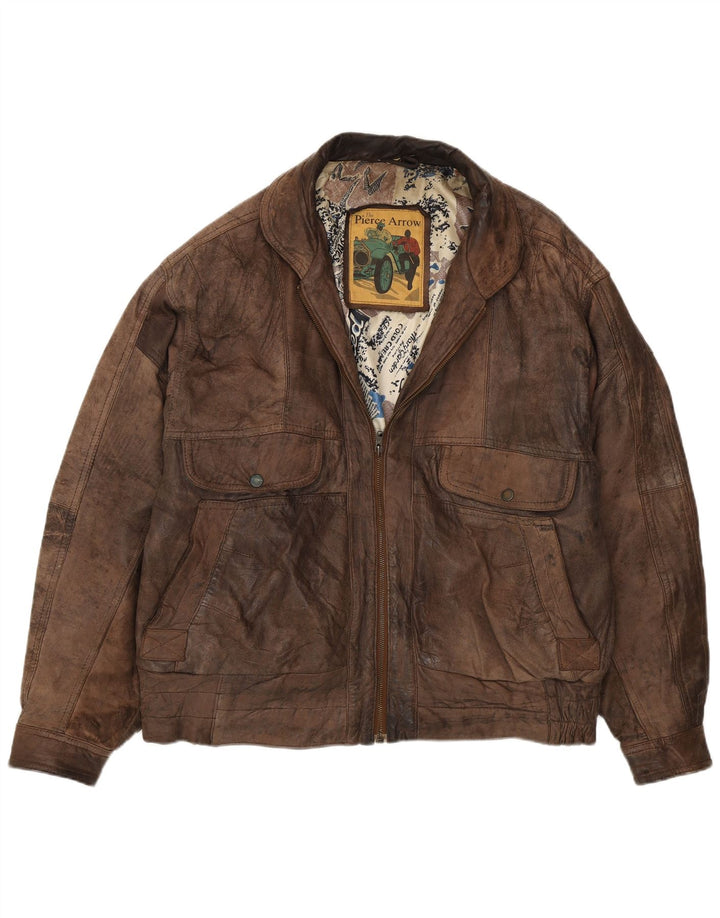 Męska kurtka skórzana Pierce Arrow IT 56 3XL brązowa skóra