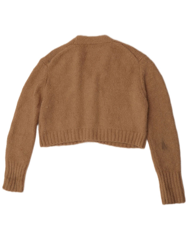 Sweter damski Zara Crop Cardigan UK 14 Średni beżowy wełna z alpaki
