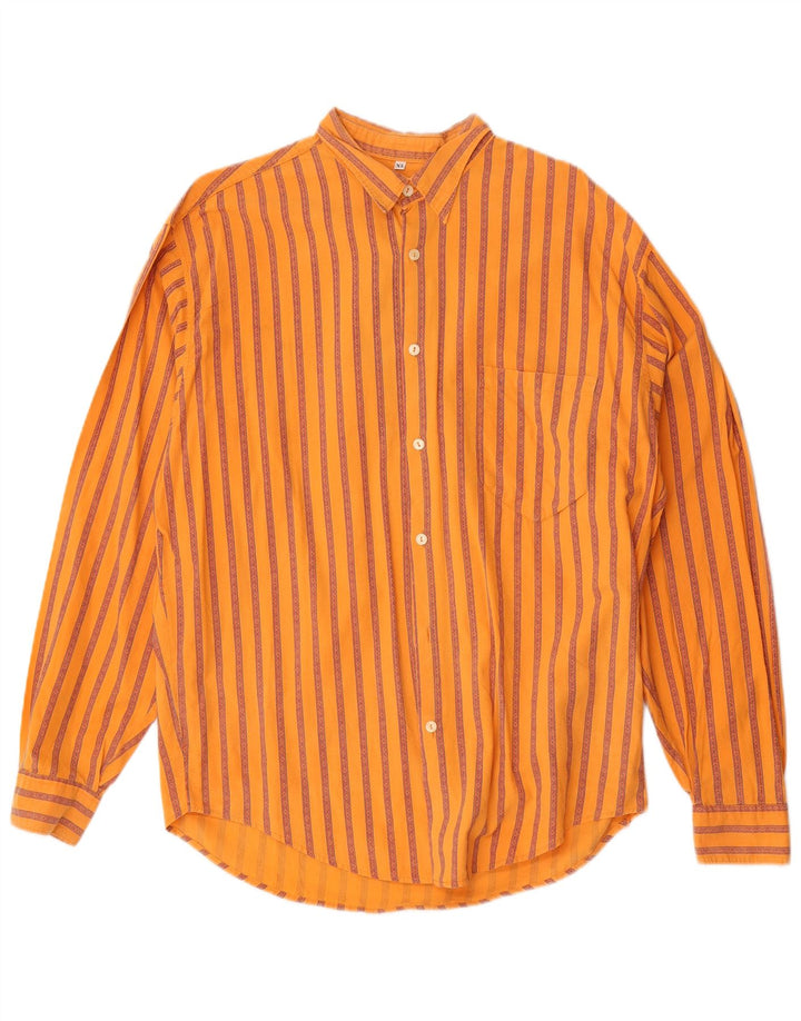 Koszula męska Vintage XL, bawełniana w pomarańczowe paski