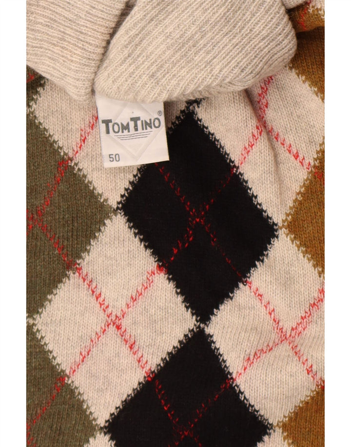 Męski sweter Tom Tino z wywijanym dekoltem IT 50 Średni szary Argyle/Diament