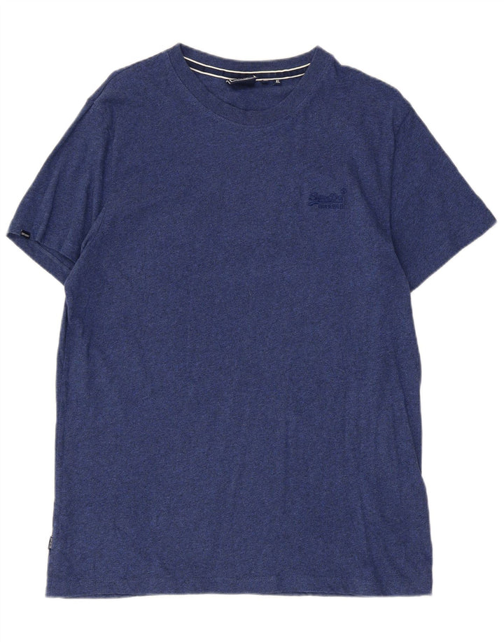 T-shirt męski Superdry, top XL, niebieska, bawełniana