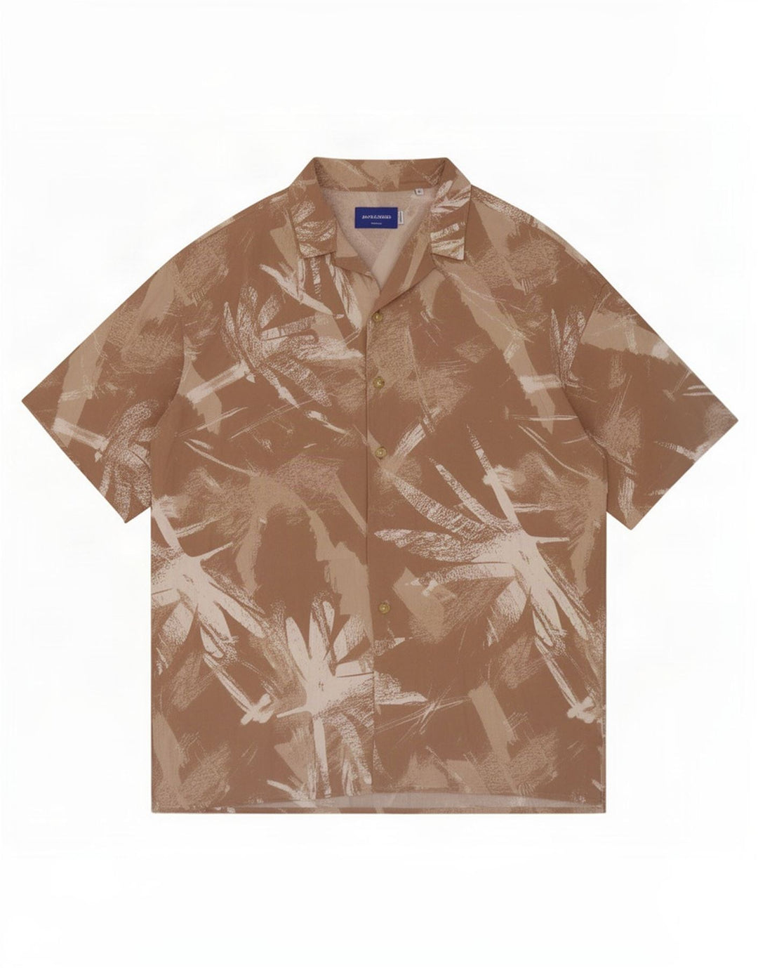 Męska koszula z krótkim rękawem Jack & Jones w abstrakcyjny wzór, średnio beżowa wiskoza