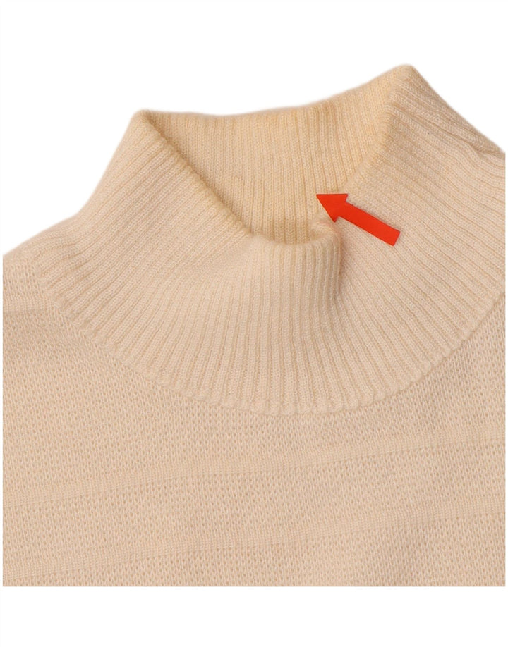 Sweter damski VINTAGE z golfem UK 16, duży, biały