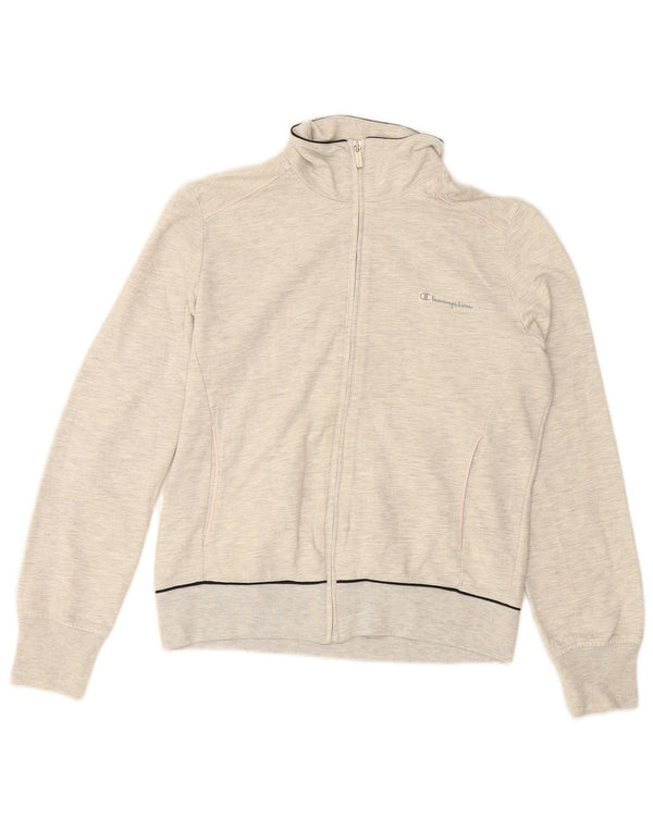 Damska kurtka dresowa CHAMPION Crop Top UK 14, duża, szara, nakrapiana bawełna