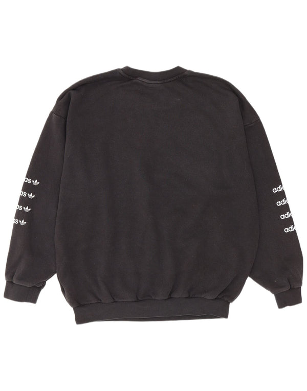 Damska bluza Adidas Graphic Oversized Sweter UK 16, duża, czarna bawełna