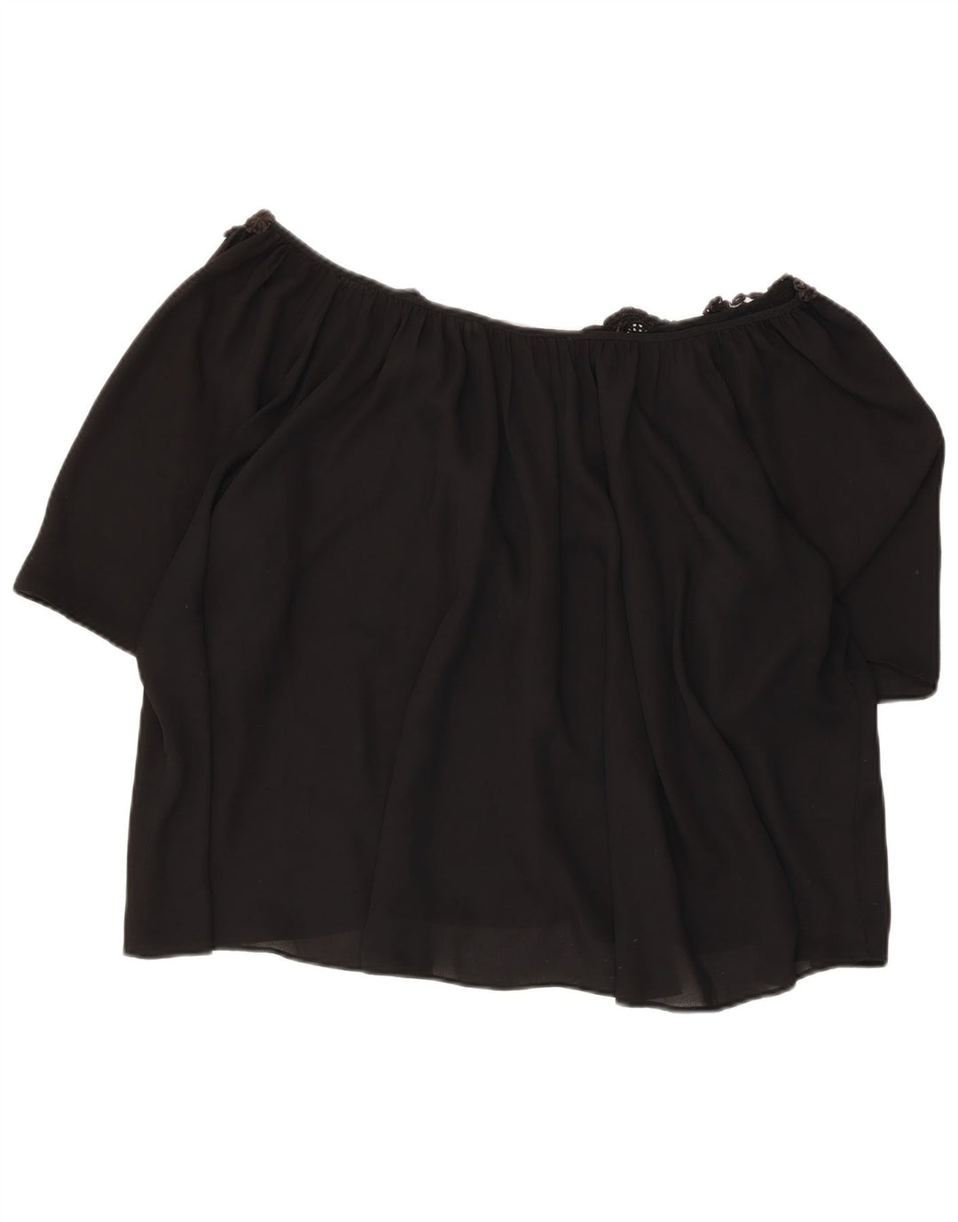 Damski top Zara Crop Oversize z odkrytymi ramionami UK 16, duży, czarny w kwiaty