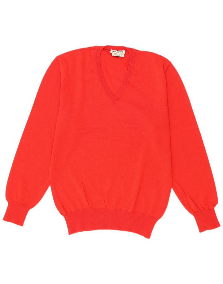 Męski sweter Ted Lapidus z dekoltem w kształcie litery V IT 46 Small Red Merino, wełna