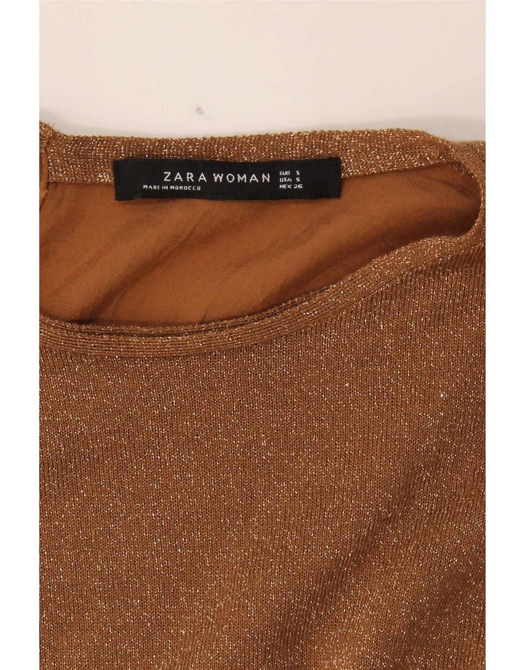 ZARA Womens Asymmetric Blouse Top UK 10 Small Brown Flecked Viscose Vintage Zara and Second-Hand Zara from Messina Hembry 
