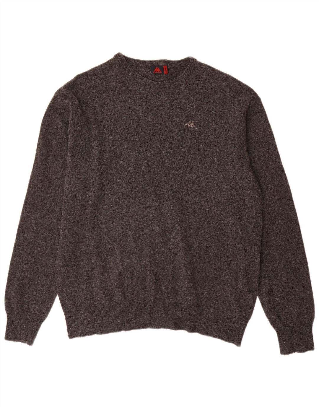 Męski sweter Kappa z okrągłym dekoltem, duży, szary, wełniany