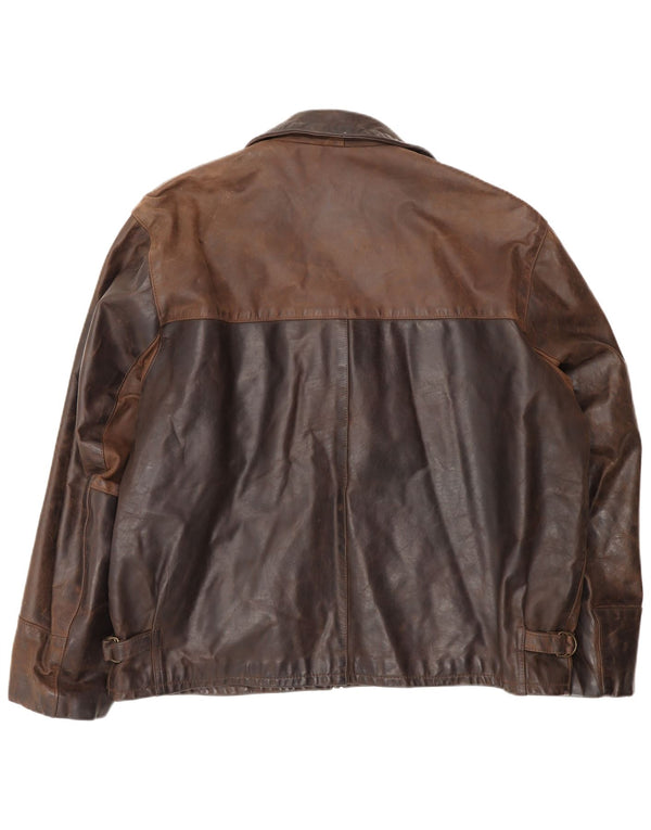 Vintage męska kurtka skórzana UK 44 2XL brązowa