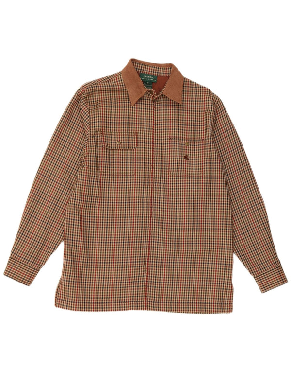 Damska koszula flanelowa Ralph Lauren UK 14 Średni brązowy octan pepitki