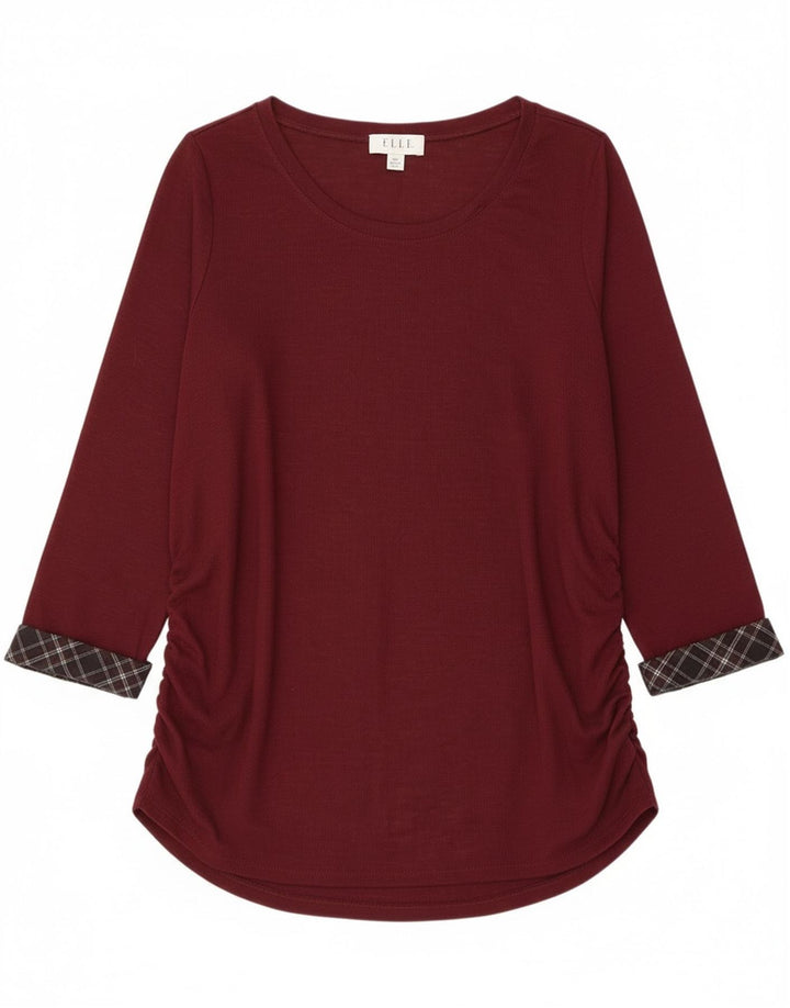 Damska tunika z rękawem 3/4 Elle UK 20 2XL Burgundowy poliester