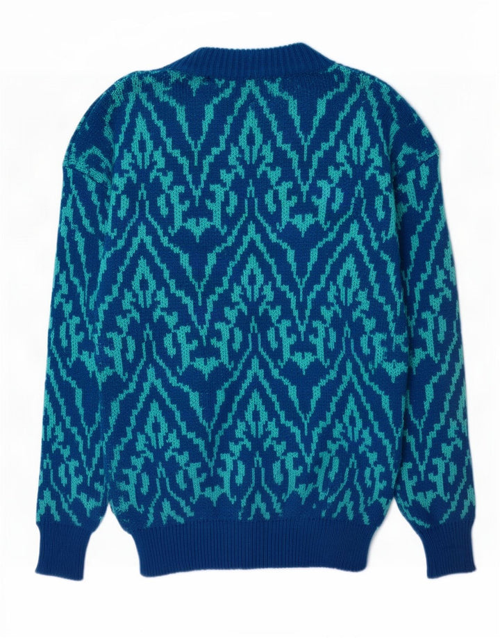 Vintage męski sweter z okrągłym dekoltem, średni niebieski Paisley