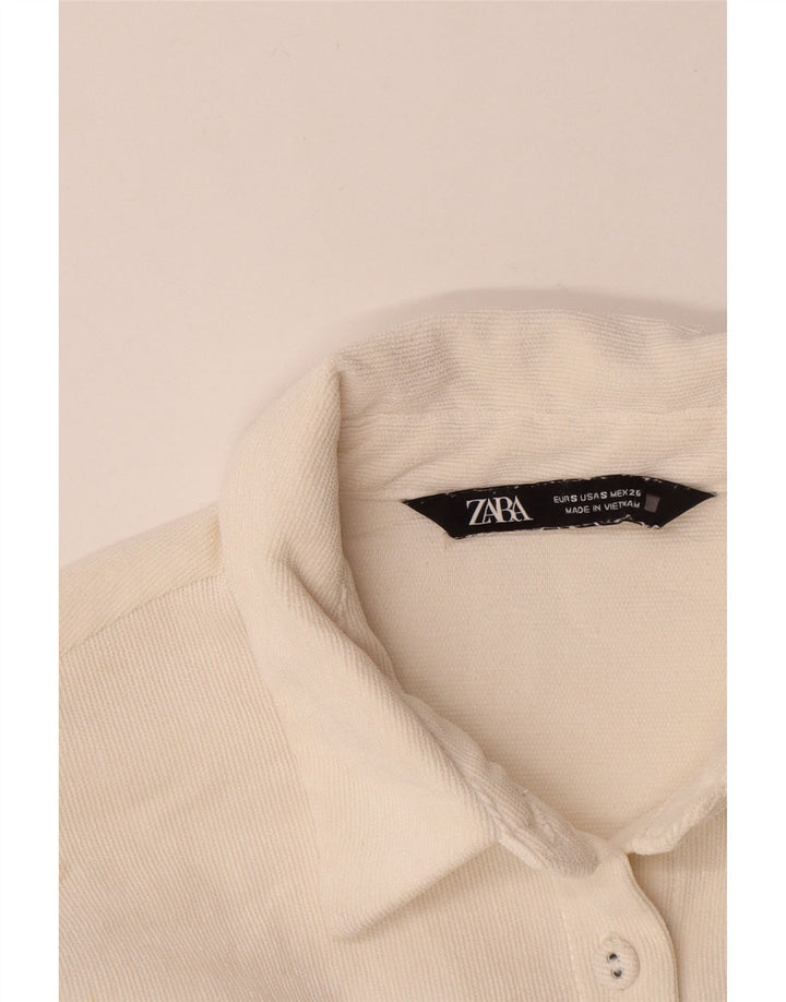 Damska koszula sztruksowa oversize Zara UK 10, mała, biała, poliestrowa