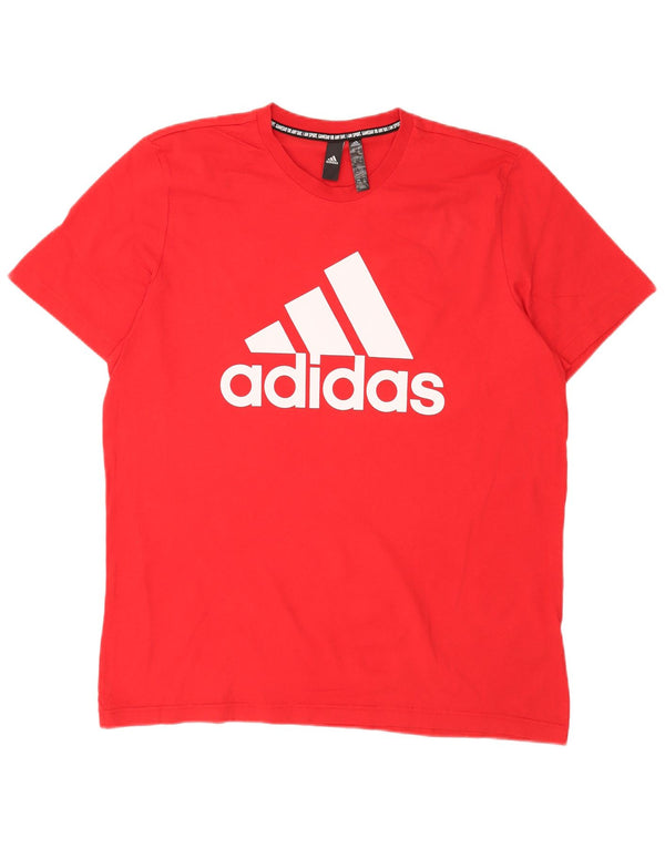 Męska koszulka z grafiką Adidas, XL, czerwona, bawełniana