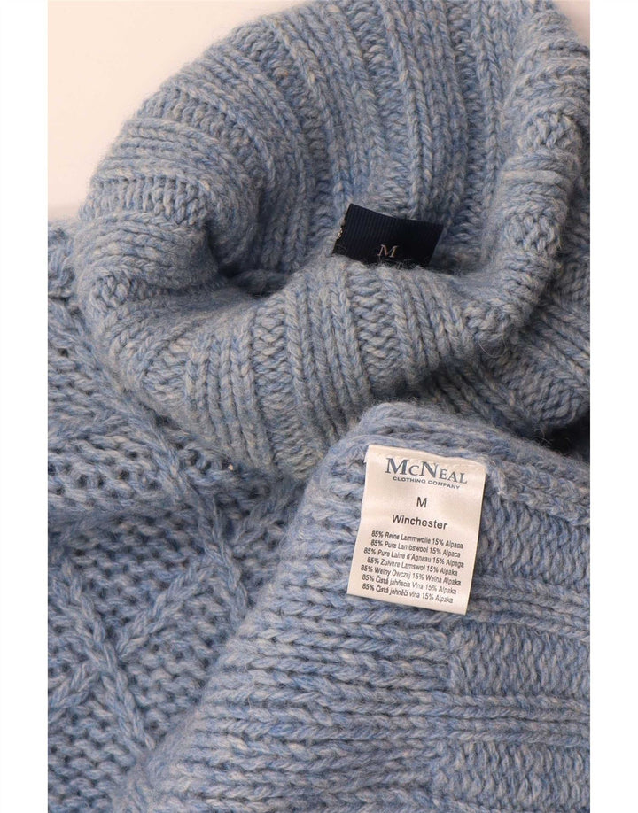 Męski sweter MC Neal o luźnym kroju i golfie, średni niebieski nakrapiany