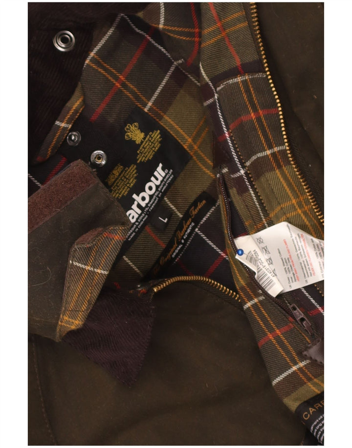 Chłopięca kurtka z kapturem i woskowaną bawełną Barbour, rozmiar 7-8 lat, khaki