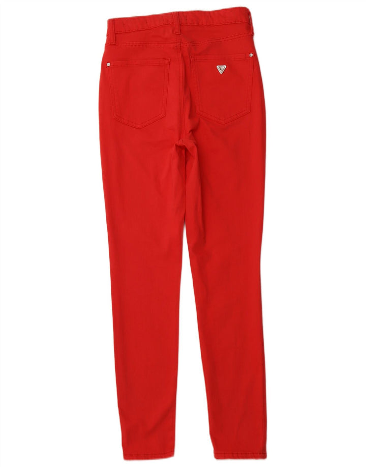 Damskie jeansy obcisłe z wysokim stanem GUESS W27 L27 Czerwone bawełniane