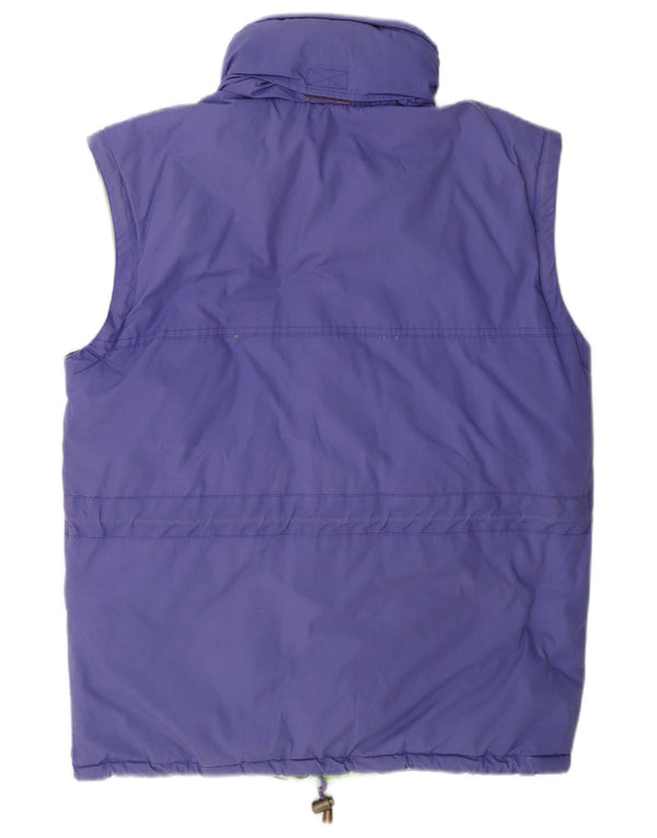 Vintage Mens Hooded Reversible Padded Gilet UK 40 Large Purple Colourblock