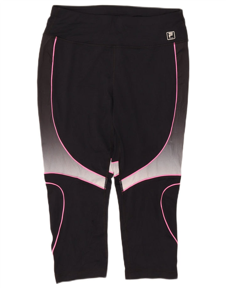 Damskie legginsy Fila Capri UK 14, duży, czarny poliester z blokami kolorów