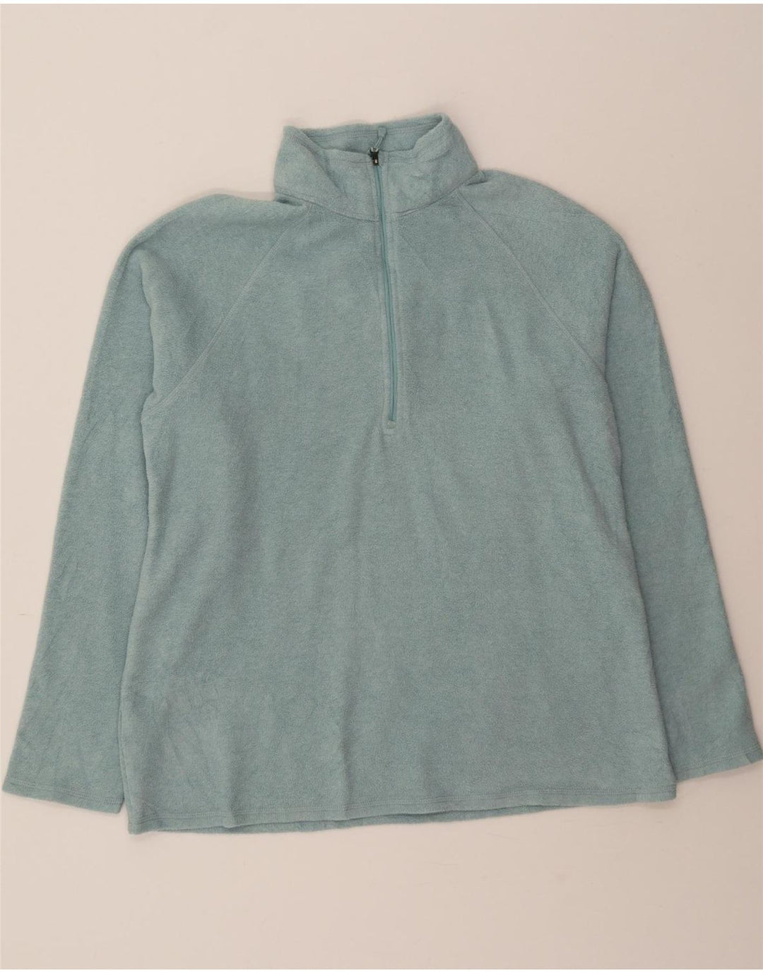 EDDIE BAUER Womens Zip Neck Fleece Jumper UK 16 Large Turquoise Polyester Vintage Eddie Bauer and Second-Hand Eddie Bauer from Messina Hembry 