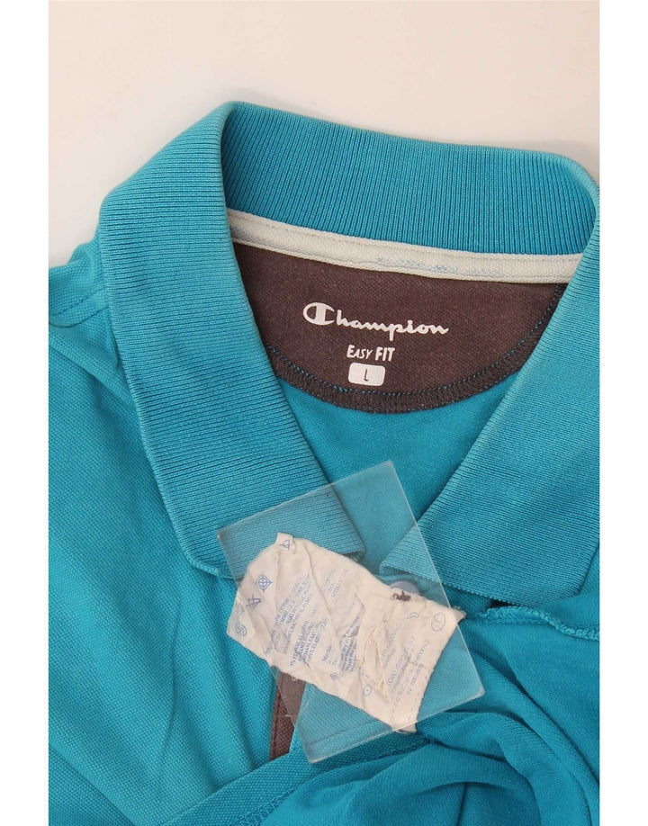 Męska koszulka polo Champion Easy Fit, duża, niebieska, bawełniana