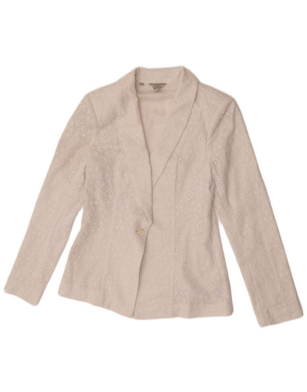 Damska marynarka zapinana na 1 guzik Guess, UK 12, średni biały poliester