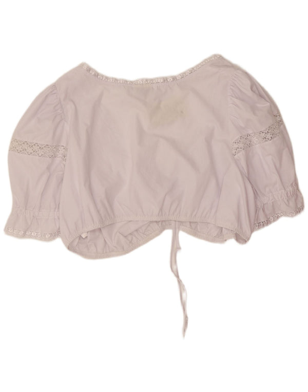 Damski krótki top w stylu vintage IT 56 4XL Biała bawełna w kwiaty
