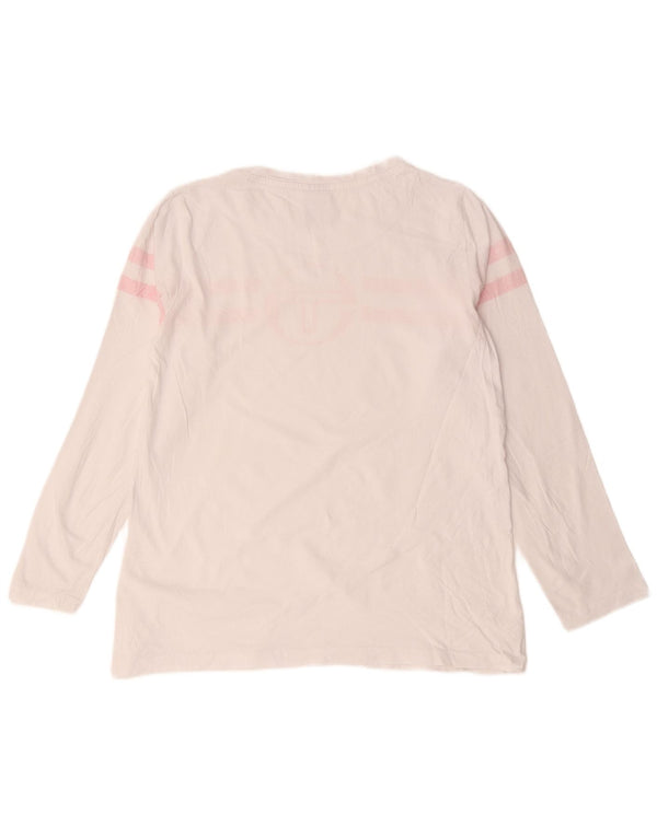 Damski top graficzny Sergio Tacchini z długim rękawem, UK 14, w średnie białe paski