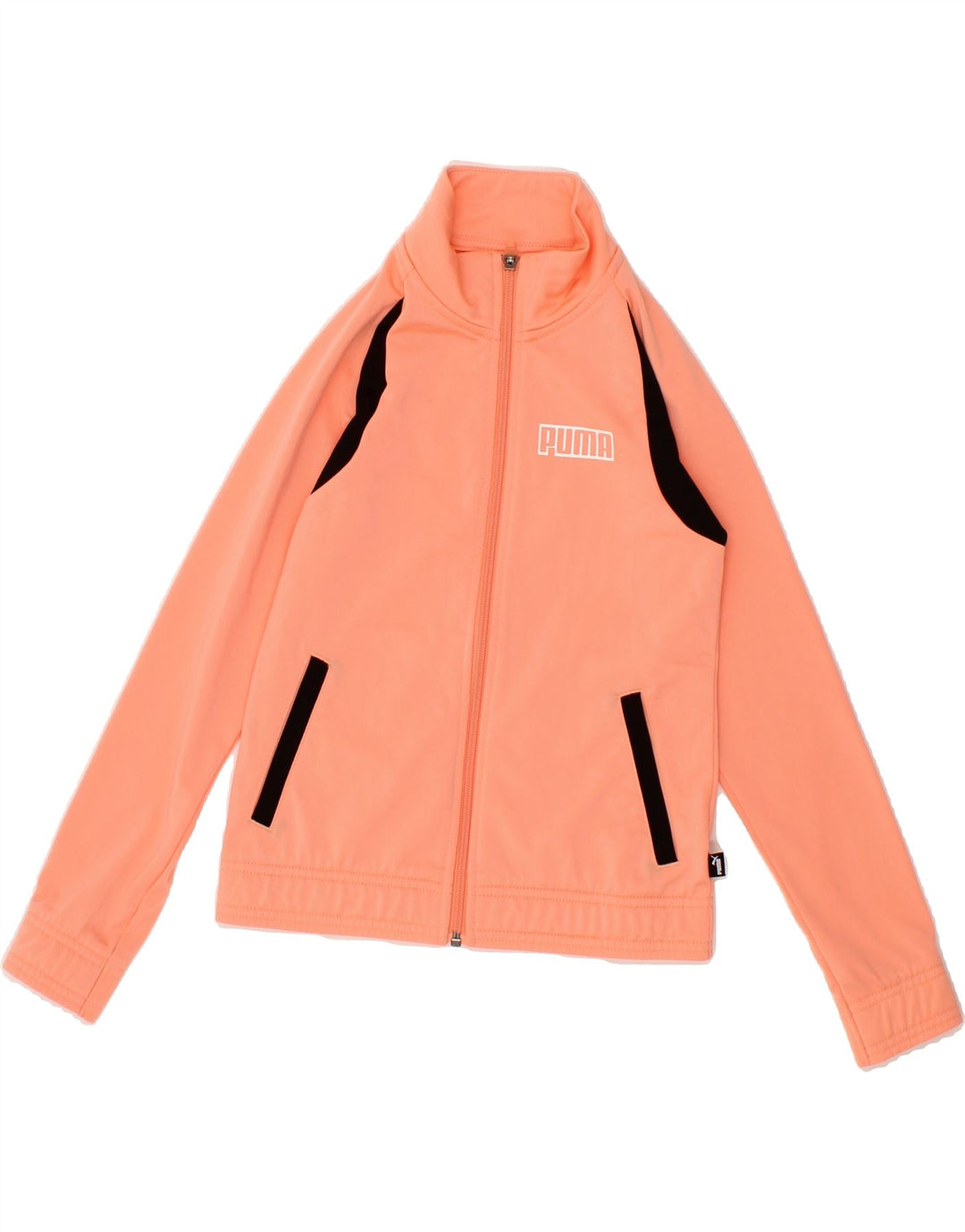 PUMA Girls Tracksuit Top Jacket 9-10 Years Orange Polyester Vintage Puma and Second-Hand Puma from Messina Hembry 