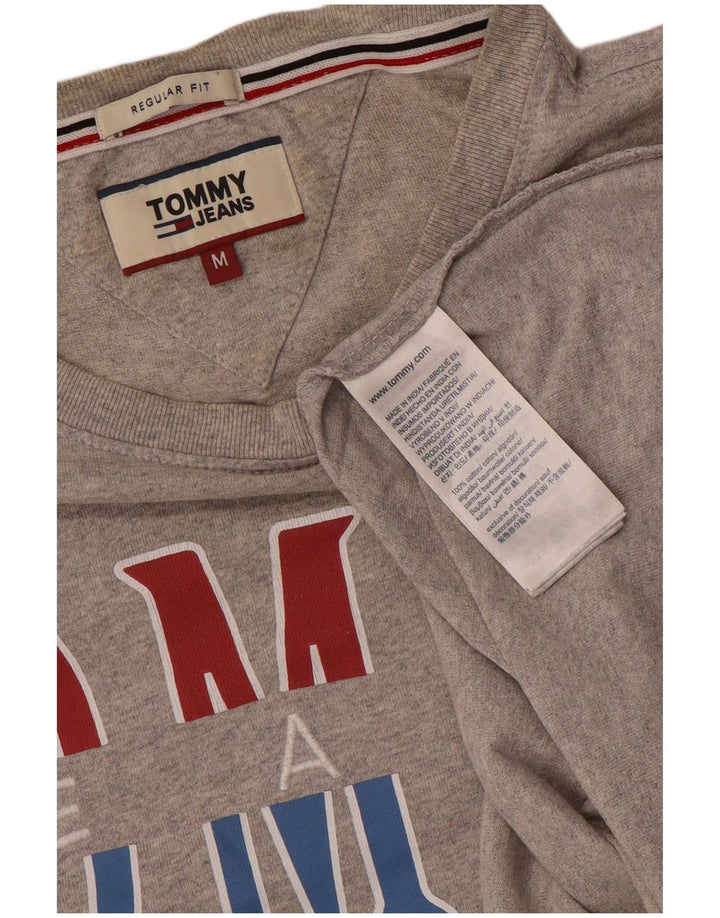 T-shirt damski TOMMY HILFIGER o regularnym kroju z grafiką, UK 14, średni szary