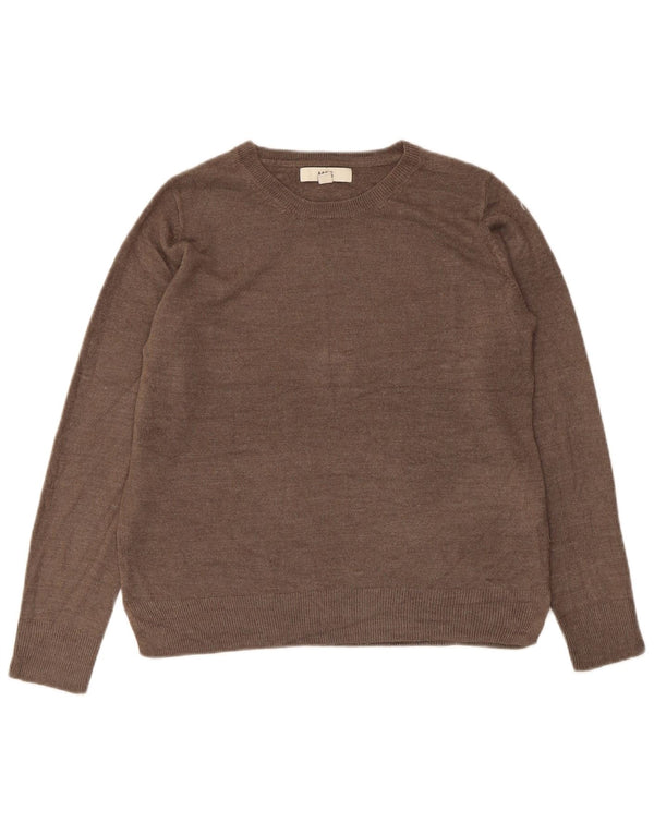 Marks & Spencer Damski sweter z okrągłym dekoltem UK 10 Mały brązowy akryl