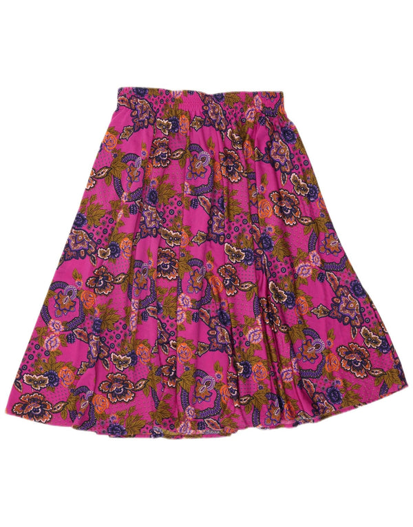 Vintage damska rozkloszowana spódnica W34 duża różowa Paisley