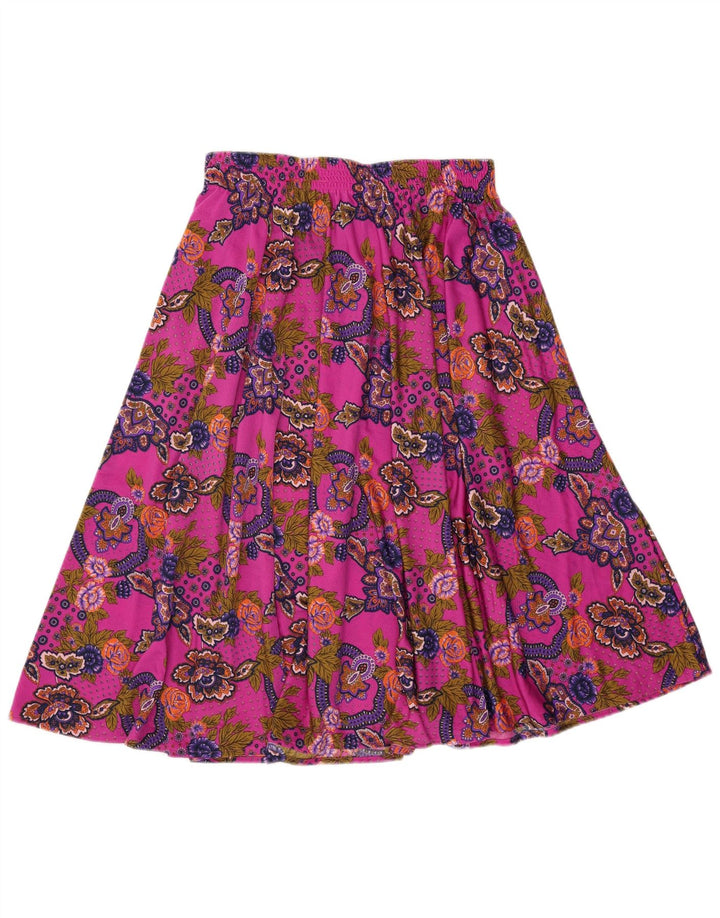 Vintage damska rozkloszowana spódnica W34 duża różowa Paisley
