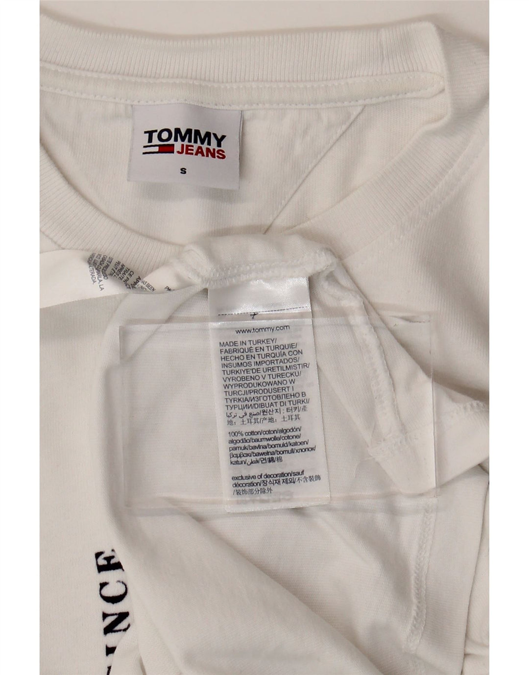 Damska koszulka z grafiką TOMMY HILFIGER Top UK 10 Small White Cotton