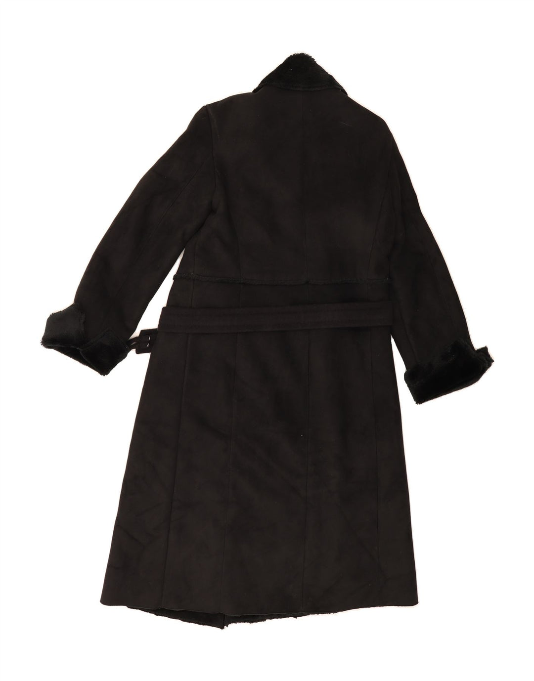 MARKS & SPENCER Womens Sherpa Overcoat UK 12 Medium Black Vintage Marks & Spencer and Second-Hand Marks & Spencer from Messina Hembry 