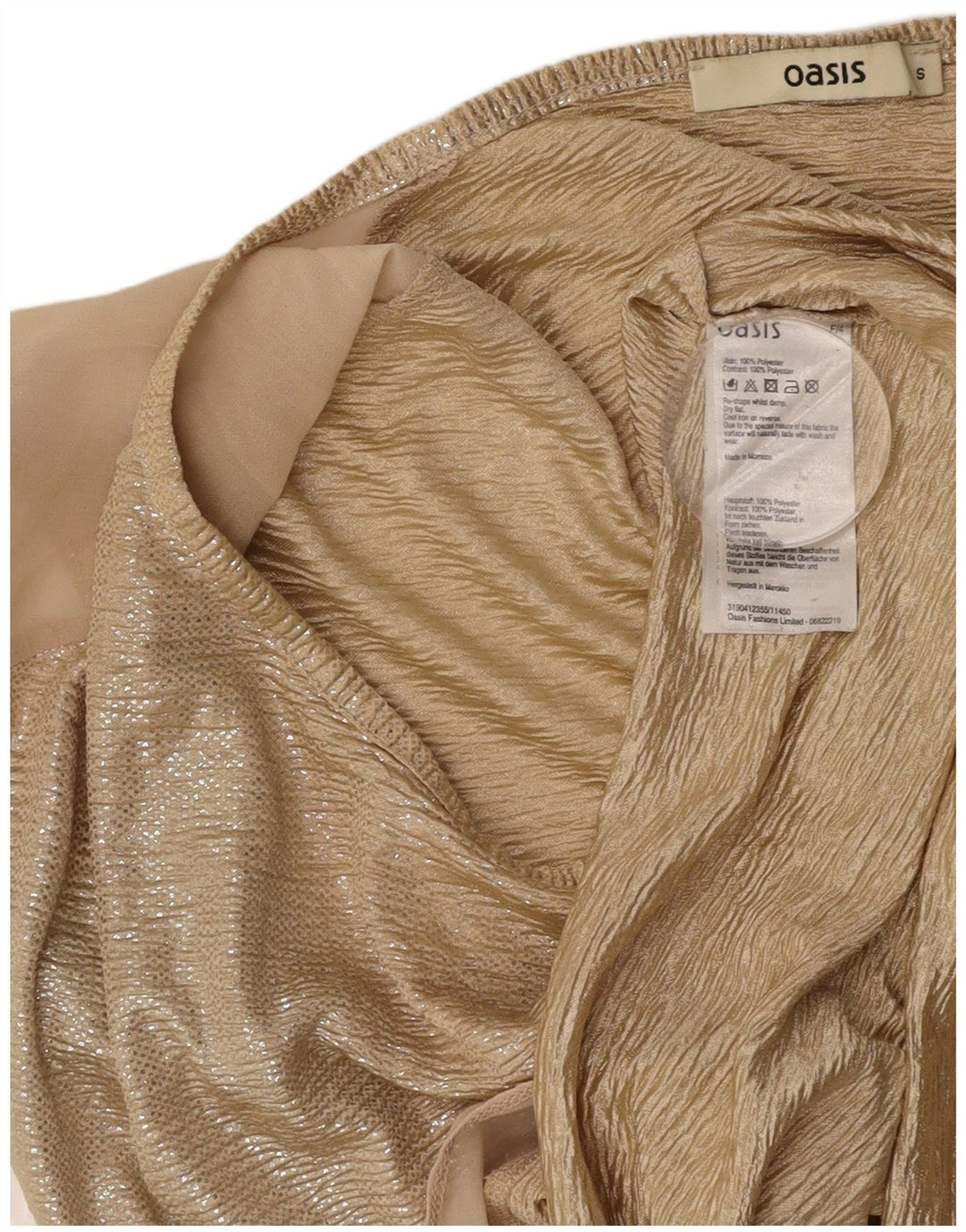 Damska bluzka oversize o przedłużonym kroju OASIS Top UK 10 Small Gold Poliester