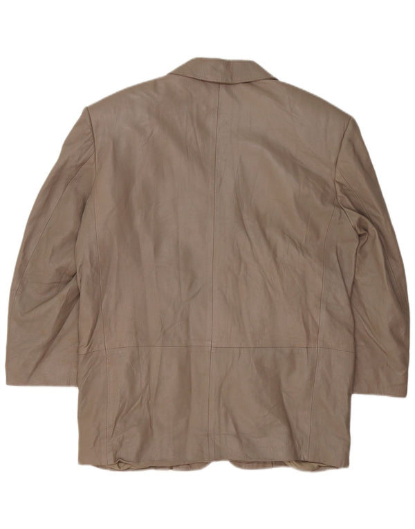 VINTAGE Damska skórzana marynarka zapinana na 3 guziki UK 16, duża, szara skóra