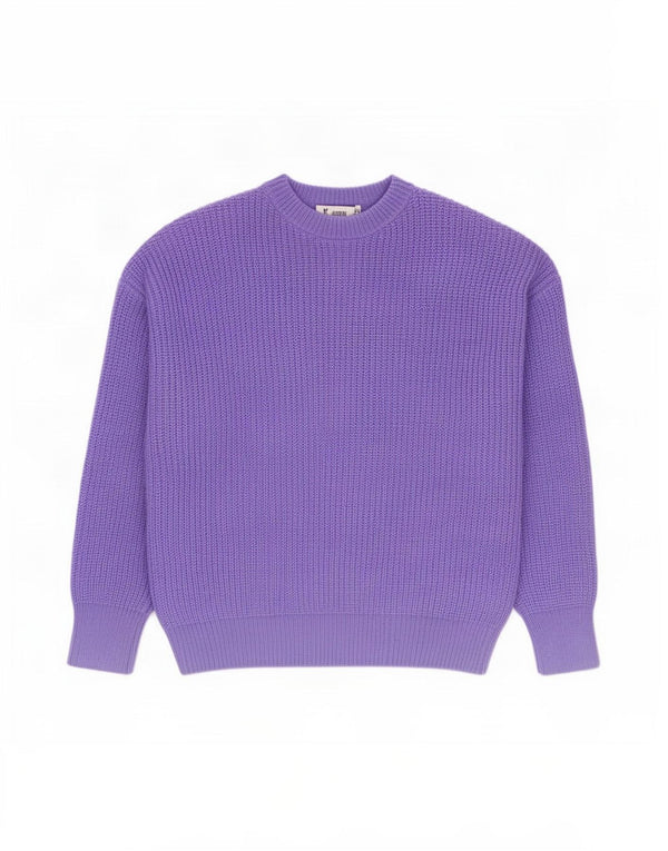 Damski sweter oversize Zara z okrągłym dekoltem UK 14, średni fiolet, akryl