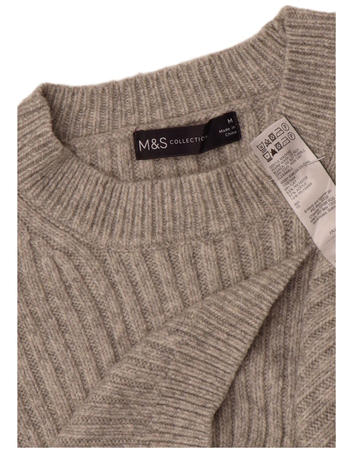 Marks & Spencer Damski sweter z okrągłym dekoltem, UK 12, średni szary poliester