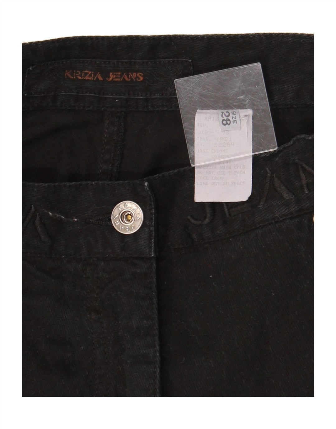 KRIZIA JEANS Womens Graphic Denim Skirt W28 Medium Black Cotton Vintage Krizia Jeans and Second-Hand Krizia Jeans from Messina Hembry 