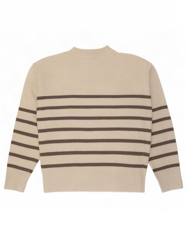Marks & Spencer Damski sweter z dekoltem w kształcie litery V, UK 10, w małe złamane białe paski