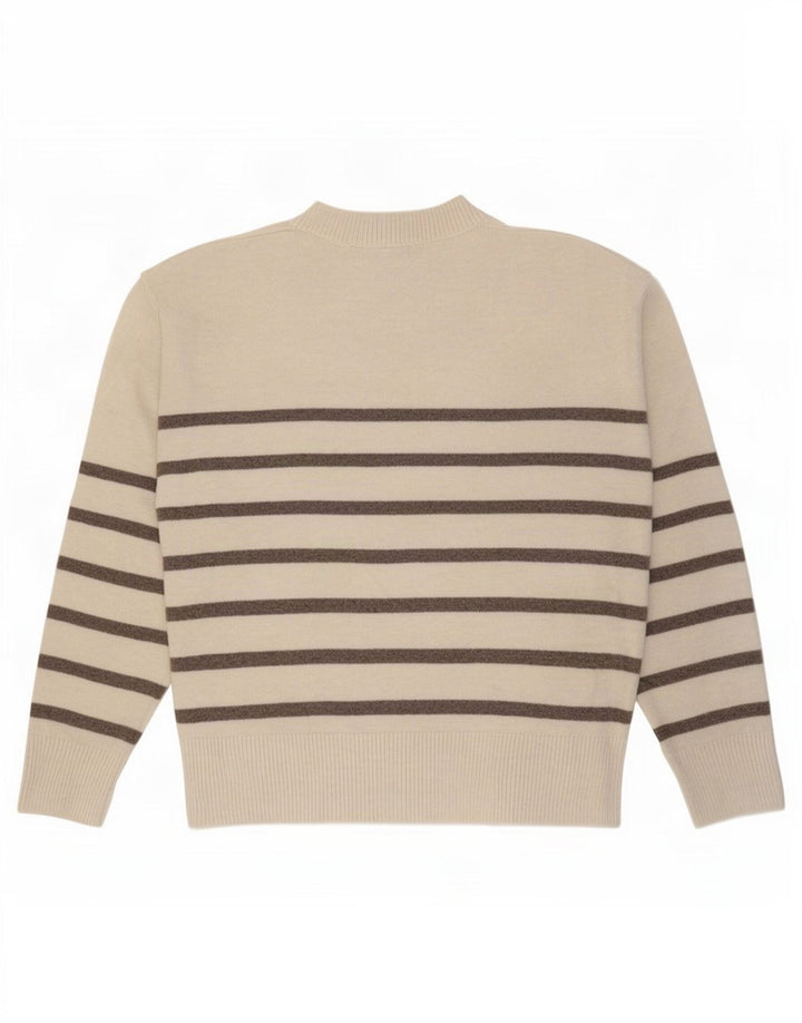 Marks & Spencer Damski sweter z dekoltem w kształcie litery V, UK 10, w małe złamane białe paski